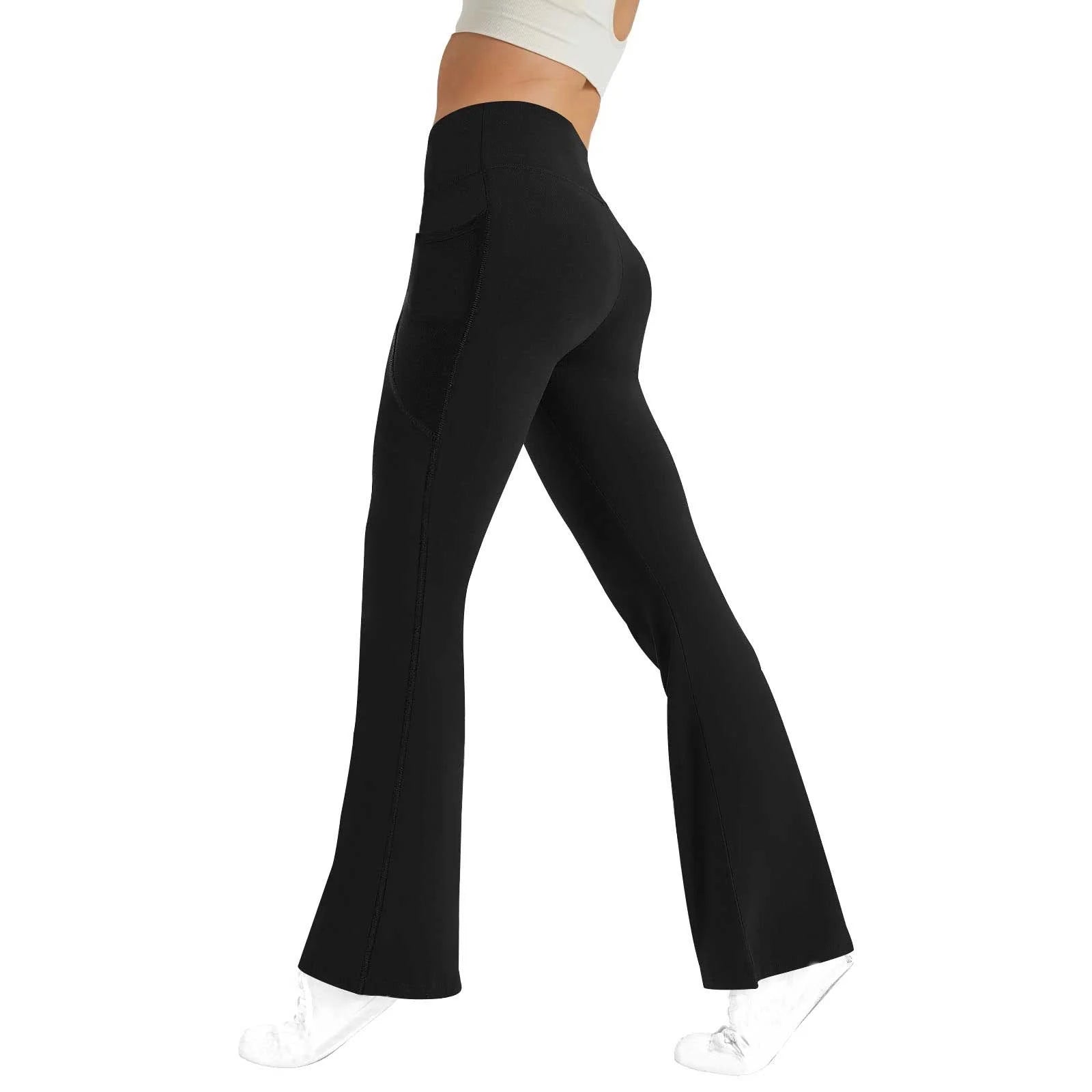 Womens Flare Yoga Pants Bootcut Workouts Leggings High Waisted Flares Bottom Work Pants with Pockets