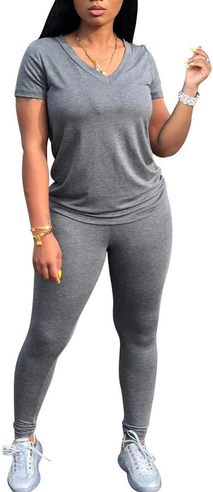 2 Piece Outfits for Women Workout Track Suits Long Sleeve Top Jogger Legging Pants Sets