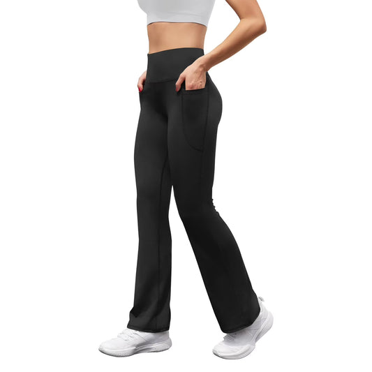 Womens Flare Yoga Pants Bootcut Workouts Leggings High Waisted Flares Bottom Work Pants with Pockets