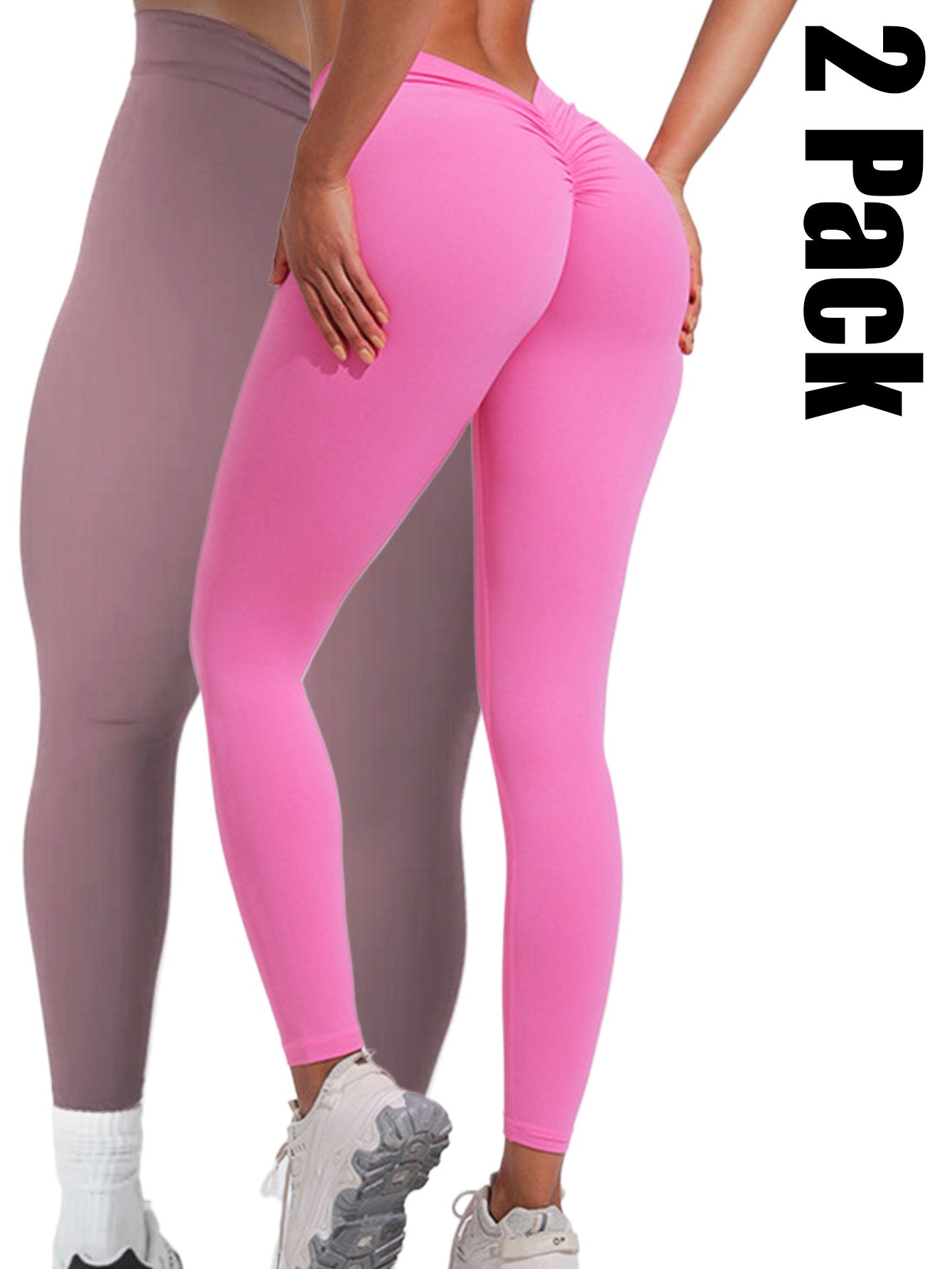 2 Pack High Waisted Leggings for Women-Soft Athletic Tummy Control Pants for Running Yoga Workout