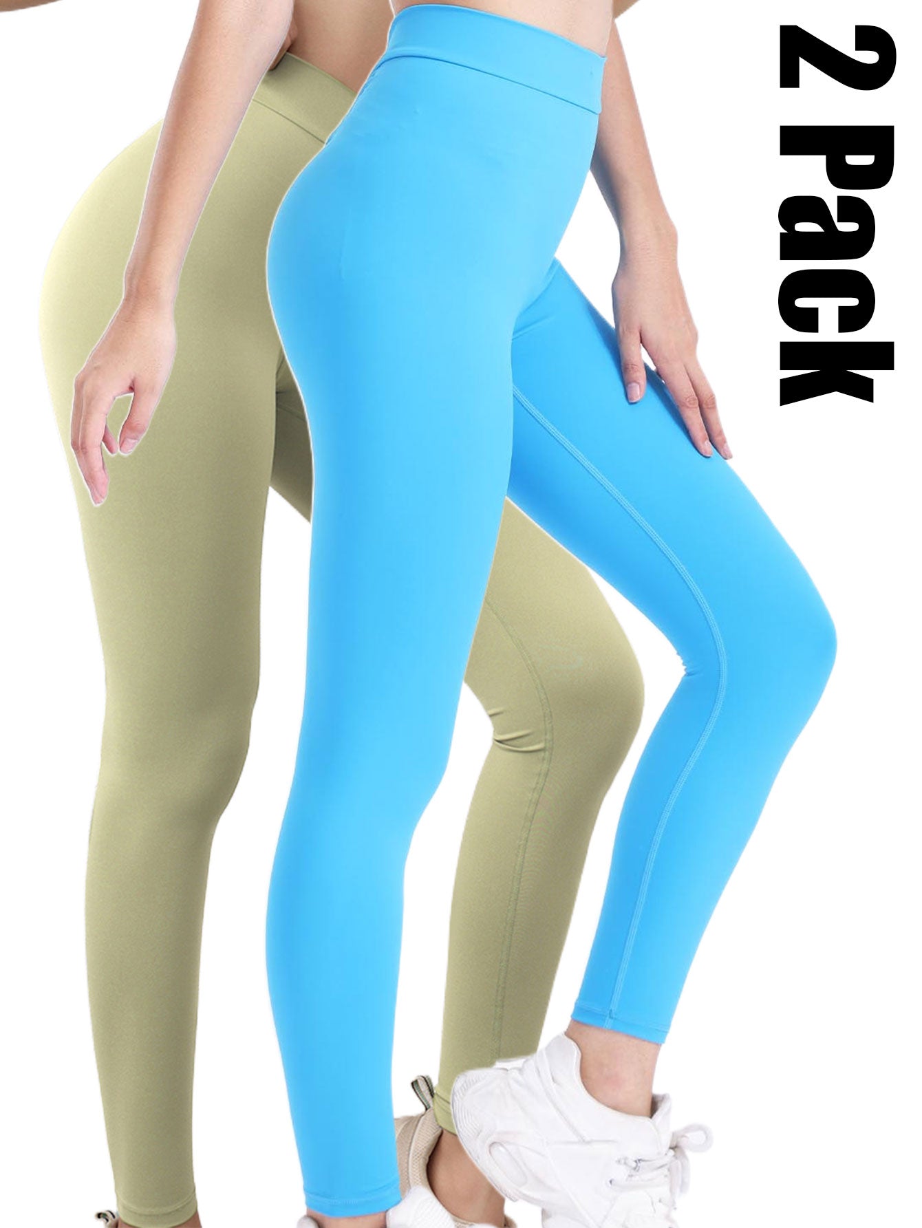 2 Pack High Waisted Leggings for Women-Soft Athletic Tummy Control Pants for Running Yoga Workout