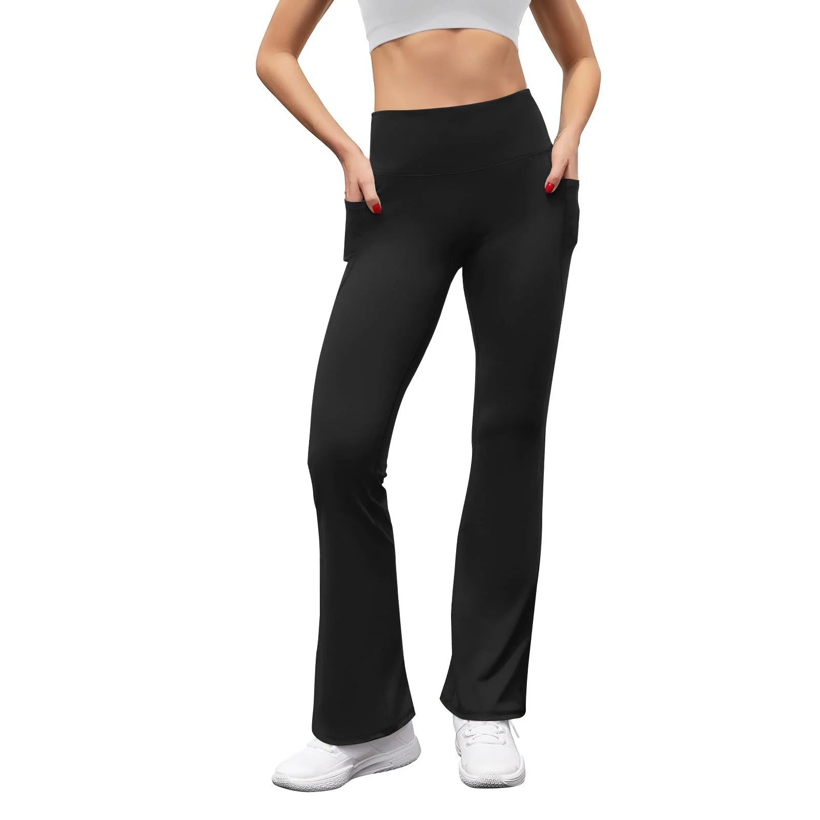 Womens Flare Yoga Pants Bootcut Workouts Leggings High Waisted Flares Bottom Work Pants with Pockets